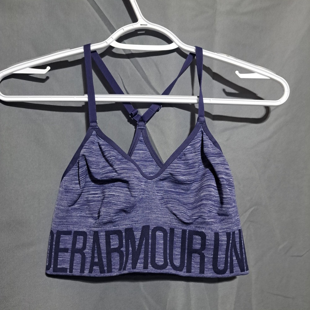 Under Armour UA MEDIUM Seamless Cross Back Sports Bra Streaky Heather Blue